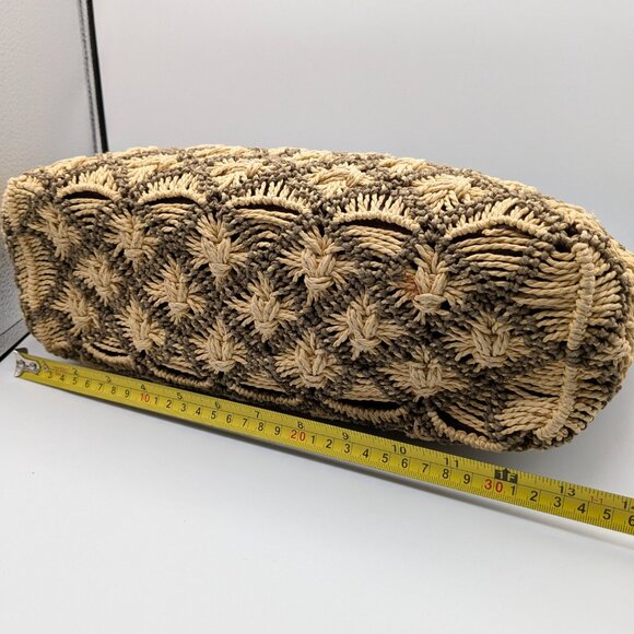 Brighton Women's Straw Shoulder Bag Leather Trim Large, Silver and Wood Hardware - Picture 15 of 16